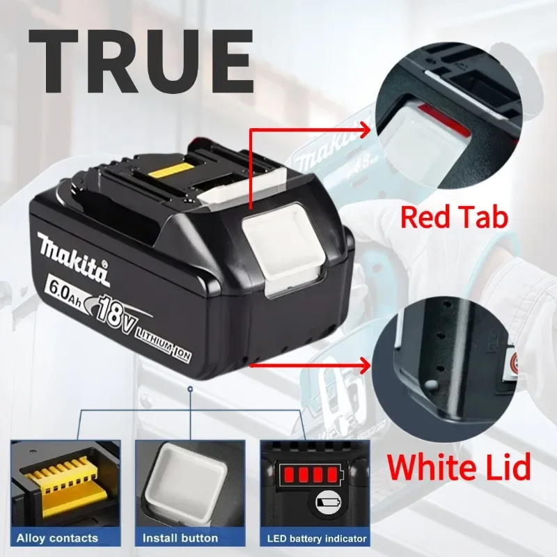 100% Original Makita 18v battery for  BL1850 BL1850B BL1860 BL 1860B BL1830 BL1815 BL1840 LXT400 6.0Ah for makita tools drill