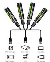 laiphi 1.5v pile aa usb c rechargeable AA battery lithium 3000mWh for demisters, defrosters, intercom, handheld lamps