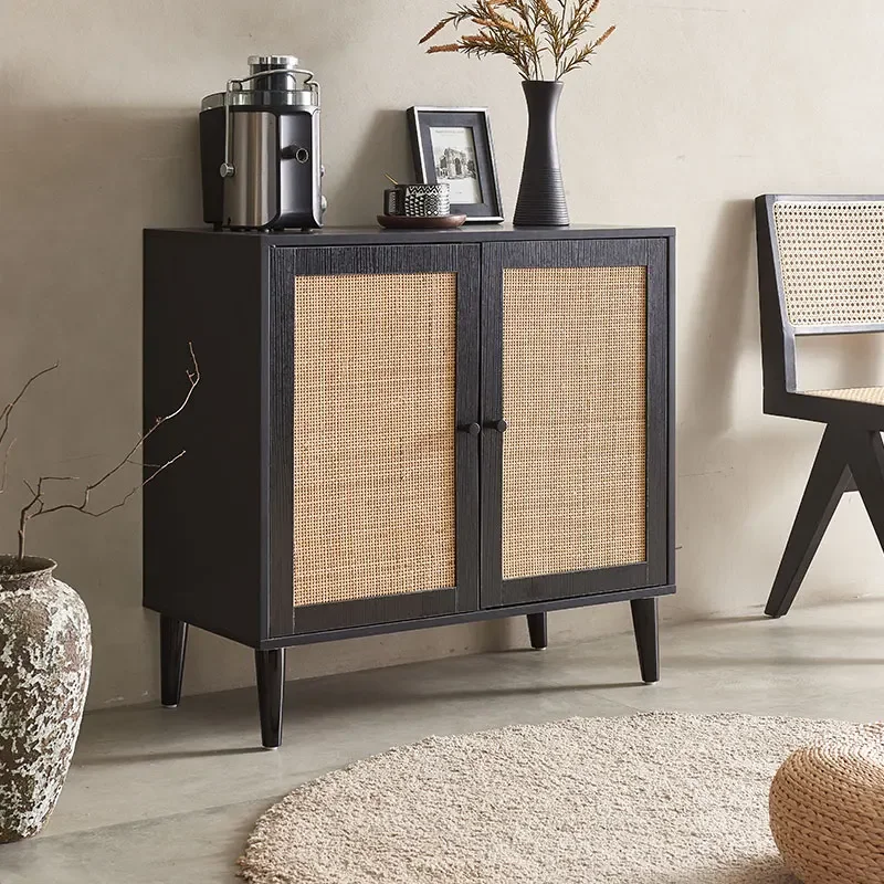 Rattan dining side cabinet modern simple entrance cabinet tea living room storage bowl cabinet household bedroom rattan wall