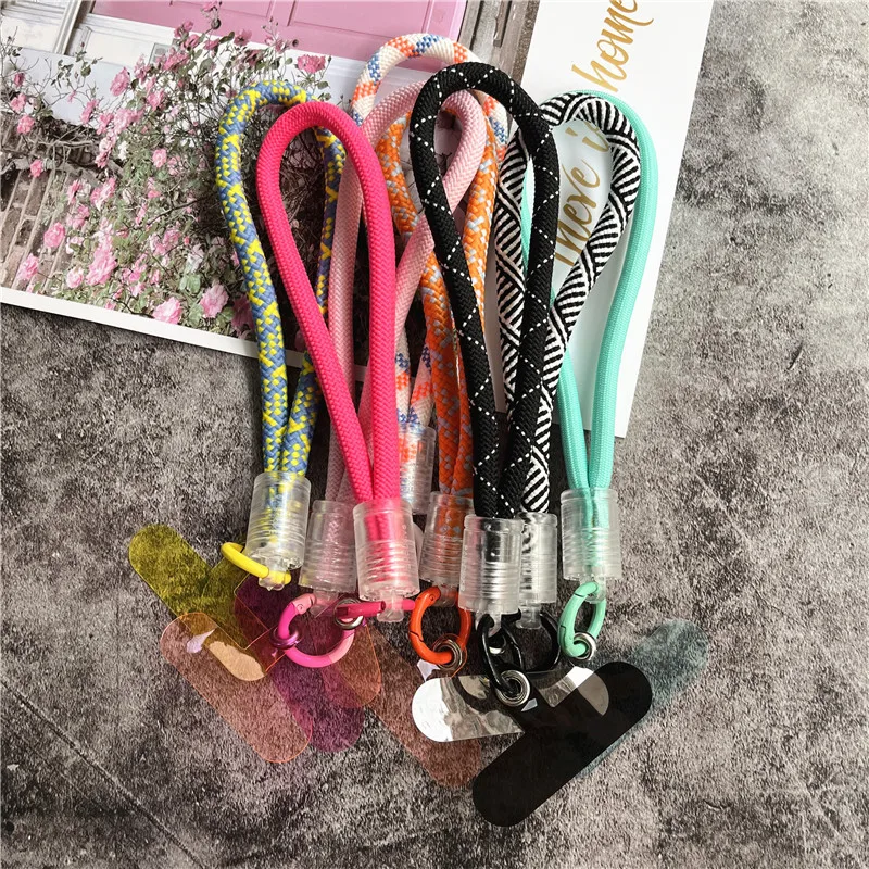 Phone Jewelry Plastic Keyring Wrist Strap Candy Colors Portable Phone Laniere With Patch Key Lanyard Premium Wrist Lanyard