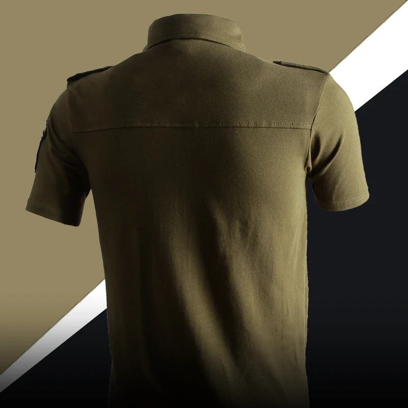 Men\'s Summer Thin Shirt Elastic Slim Fitness Short-sleeved T-shirt Multi-pocket Polo Collar Cargo Tees Casual Tactical Tops New