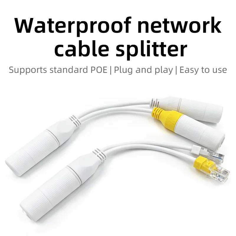 Plug and Play Waterproof POE Cable Splitter Chip-Free Passive POE Separation Wire For Outdoor POE Surveillance IPC Camera