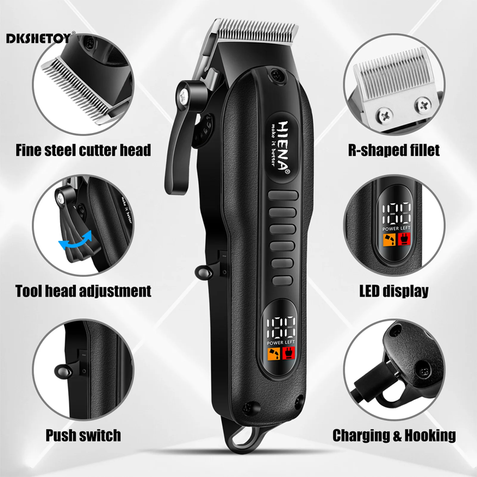Professional Barber Clippers Digital Display Sharp Blade HYN-222 Electric Clipper for Haircut Beard Shaver Barbershop image 6
