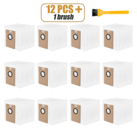 12 PCS Dust Bags +1 Brush Replacement Kits for Tapo RV30 Max Plus for RV20 Max Plus for RVA202, Vacuums Replacement Accessory Pa