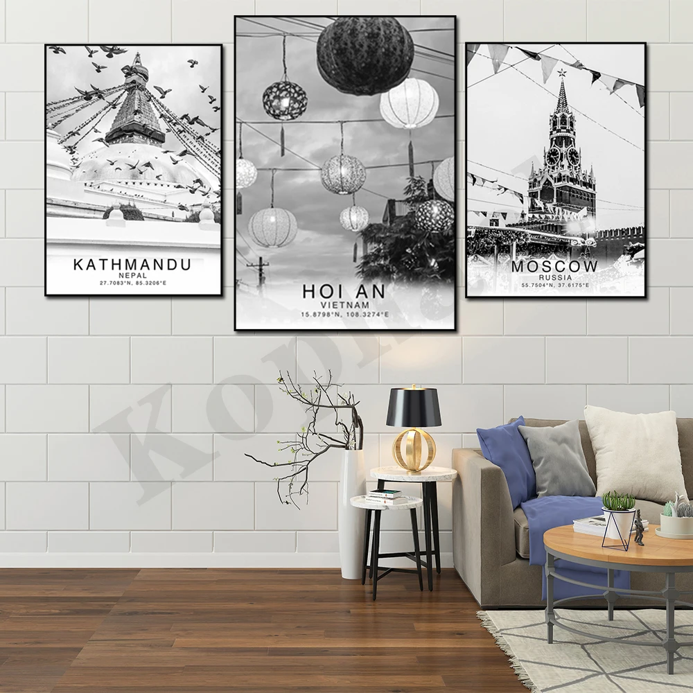 Kuala Lumpur Hoi An Sydney Opera House Jerusalem Boston Kathmandu Moscow Zanzibar Urban Minimalist Travel Art Poster