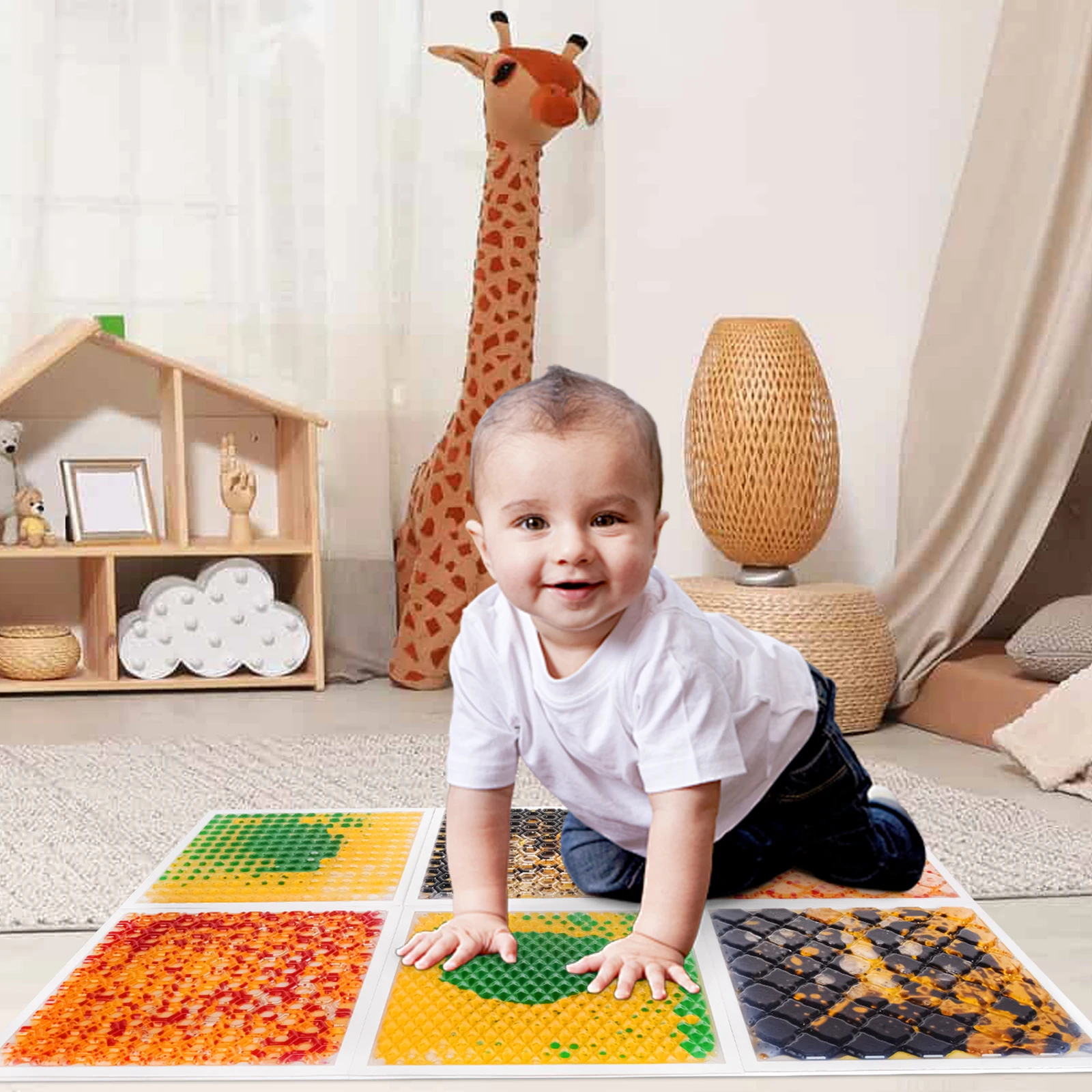 

Parent-Child Interaction Soft Elastic Surfloor Sensory Liquid Floor Tiles Kindergarten Sensory Board Tiles Preschoolers 6pcs