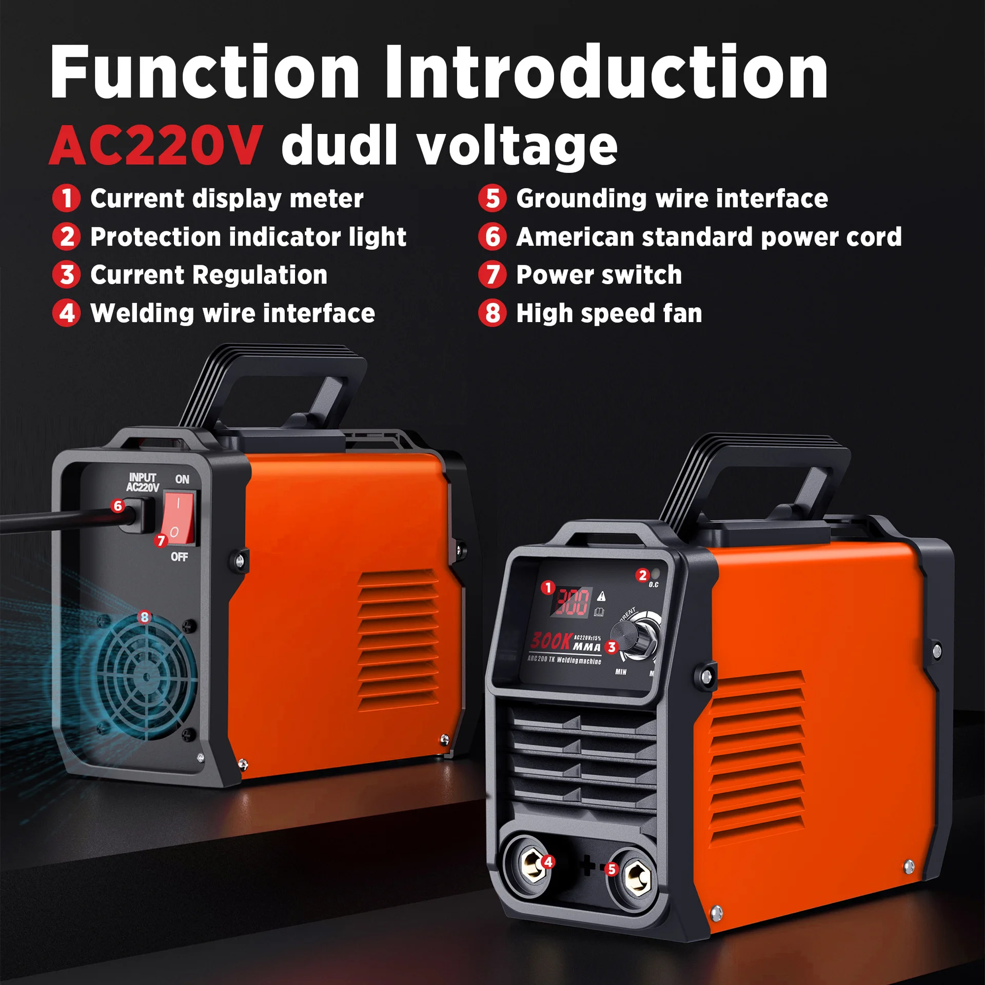 MMA300 Arc Welder Machine Dc Inverter Welder with Digital Display Portable Welding Machine 250 Amp 110V Mini LED Display