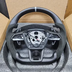 Matte Carbon Fiber Steering Wheel Alcantara With Trims and Paddle Shifters For Audi A6 S6 RS6 A7 S7 RS7 C8 2019-2025
