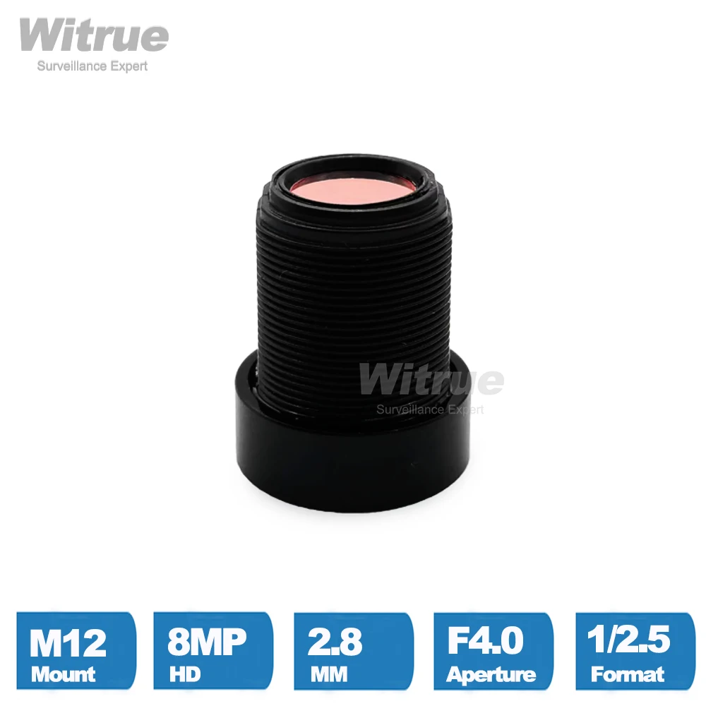 HD 4K Lens 8MP 2.8MM M12 Mount 1/2.5' Inch F4.0 No Distortion Lens with 650nm IR Filter Lenses for Action CCTV Cameras