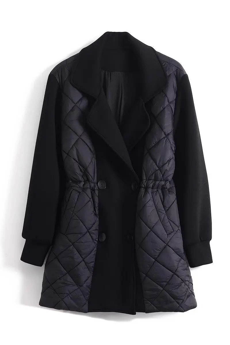 Giacca Blazer in cotone doppiopetto di fascia alta per donna di media lunghezza autunno/inverno colletto del vestito cappotto trapuntato impiombato