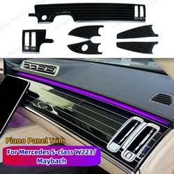 Car Piano Paint Style Interior Panel for Mercedes Benz W223 S Series Maybach S450 S480 S500 680 Center Console Piano Paint