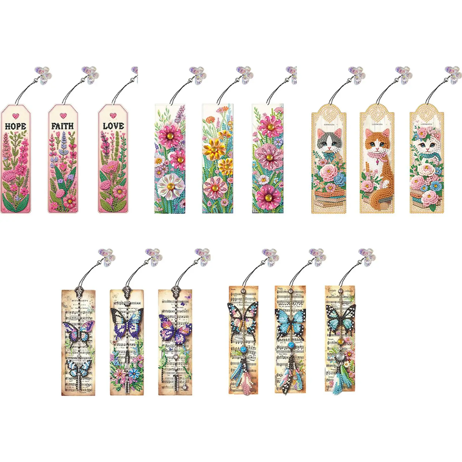

3Pcs Special Shape Butterfly Sheet Music Diamond Art Bookmark DIY Bookmarks Diamond Painting Kits for Kids Adults Beginners