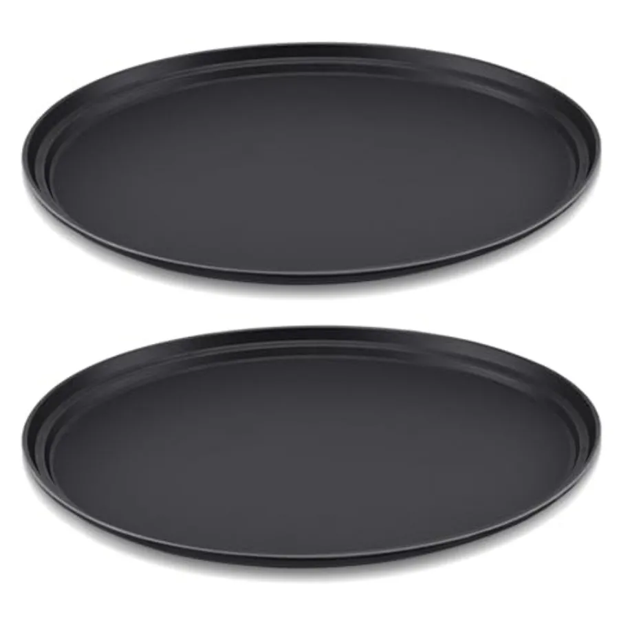 

2 Pcs Restaurant Serving Trays PP Plastic Non Slip Rubber Lined Large Oval Tray for Kitchen Dining Room Cafeterias Fast Food Se