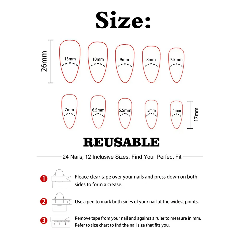 24Pcs Holographic Short Stiletto Press on Nails Reusable Fake Nails with Glue Sticker DIY Manicure Accessories