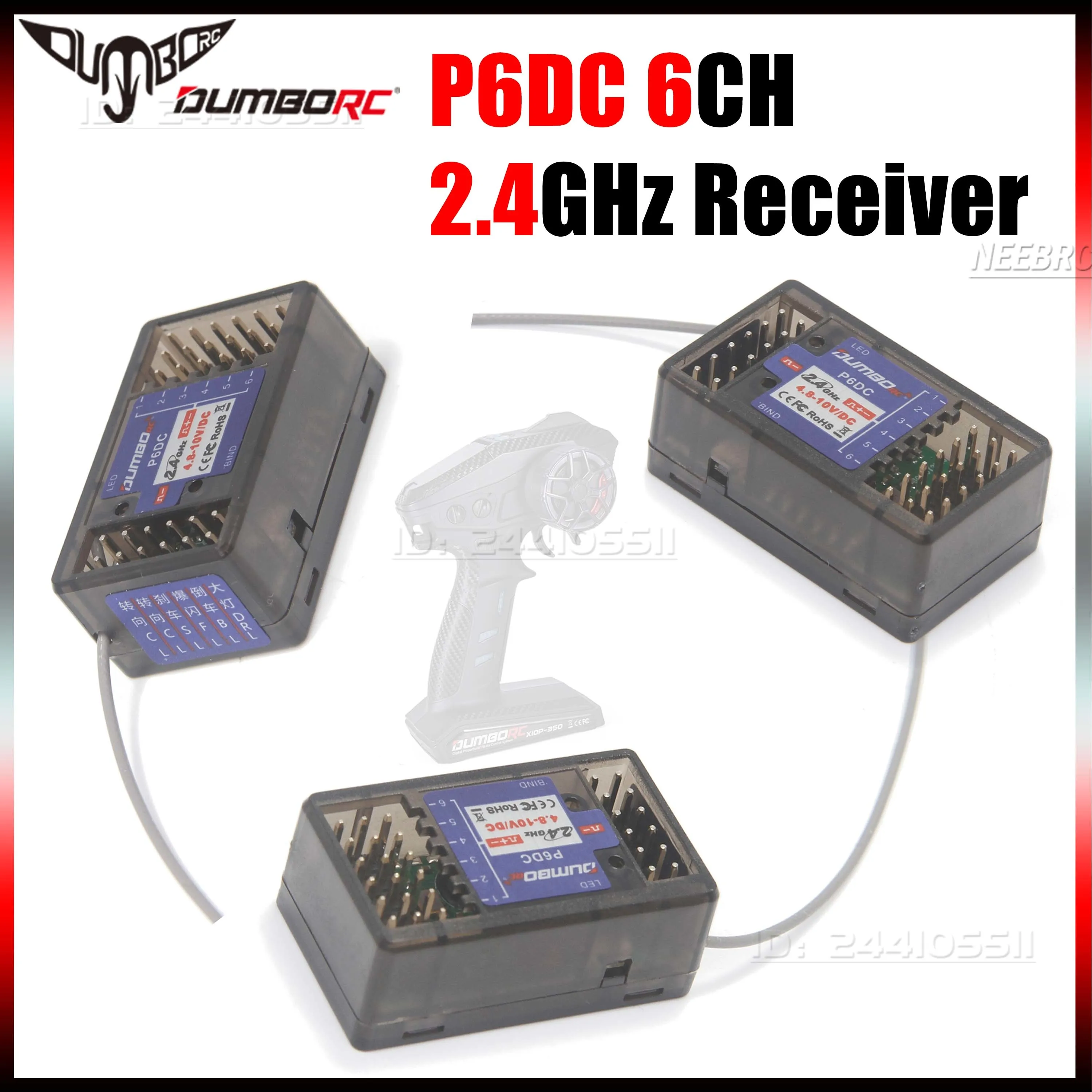 DUMBORC 6CH 2,4 GHz P6DC Empfänger 4,8-10 V Integrierte Lichtgruppe für DDF-350 X6 X4 Sender RC Klettern Auto Tank Boot Fahrzeug