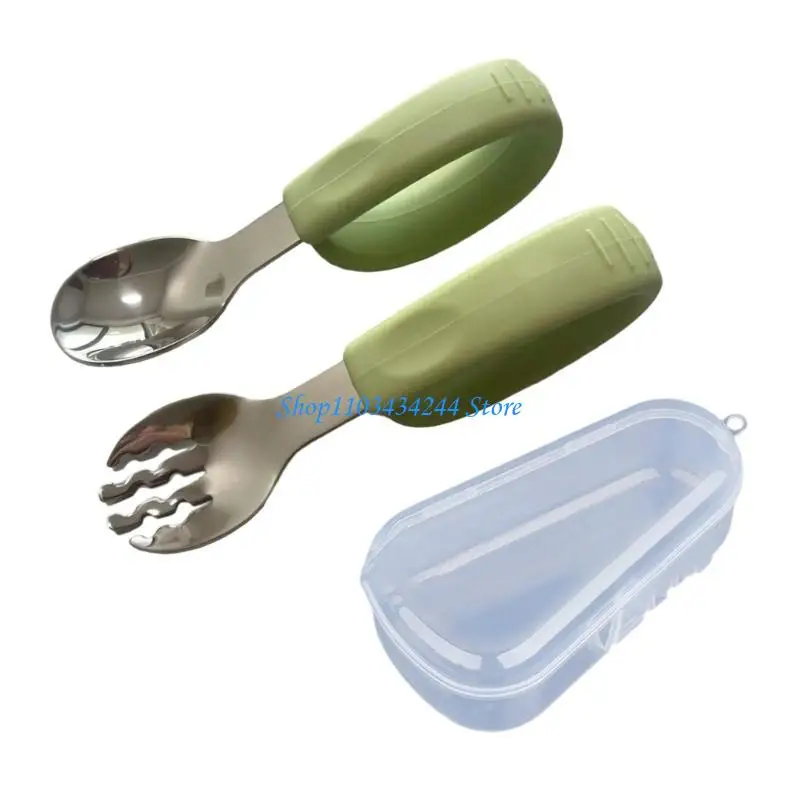 

G2TC Ergonomic Baby Feeding Set with Flexible Handle for Little Hands with Dust Box