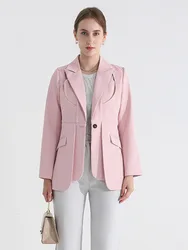 DEAT moda donna Blazer colletto dentellato bottone singolo irregolare scava fuori rosa Slim Suit giacche primavera 2024 nuova marea CP2212