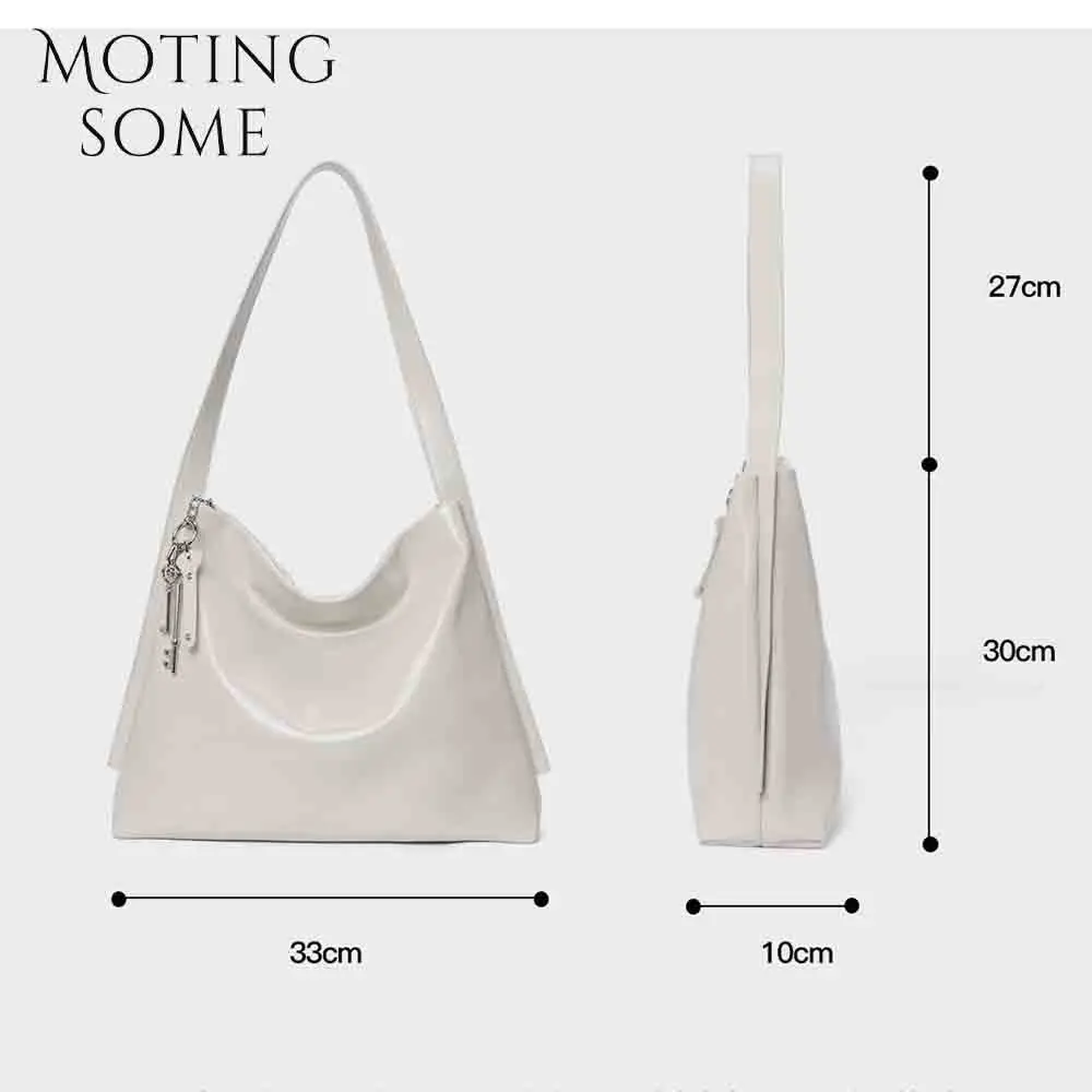 Motingsome Fashion Simply Woman Bag High Quality Oil Wax Cow Leather Large Capacity Shoulder Handbag and Purses Casual Tote 2024