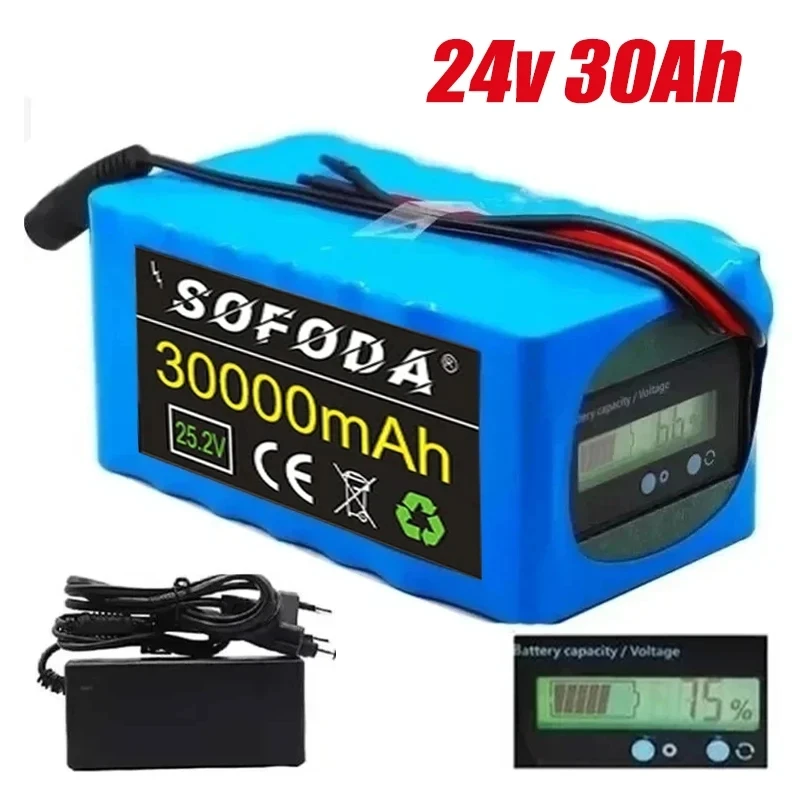 

Battery 24V 6S4P 30Ah battery 500W high power battery 25.2V 30000mAh E-bike BMS electric bicycle with capacity indicator+Charger