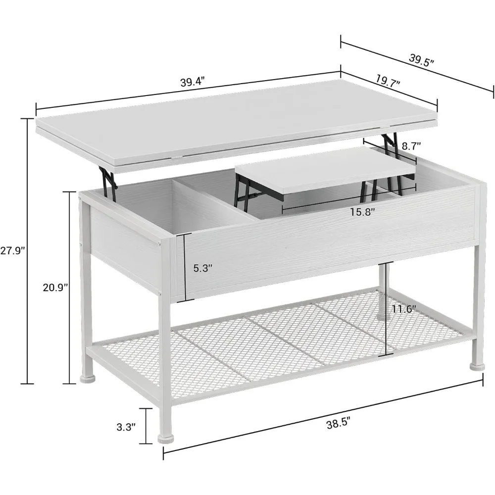 Кофейный столик с подъемным верхом 4 дюйма 1. Многофункциональный кофейный столик со скрытым отсеком, обеденный стол-трансформер для приема в гостиной