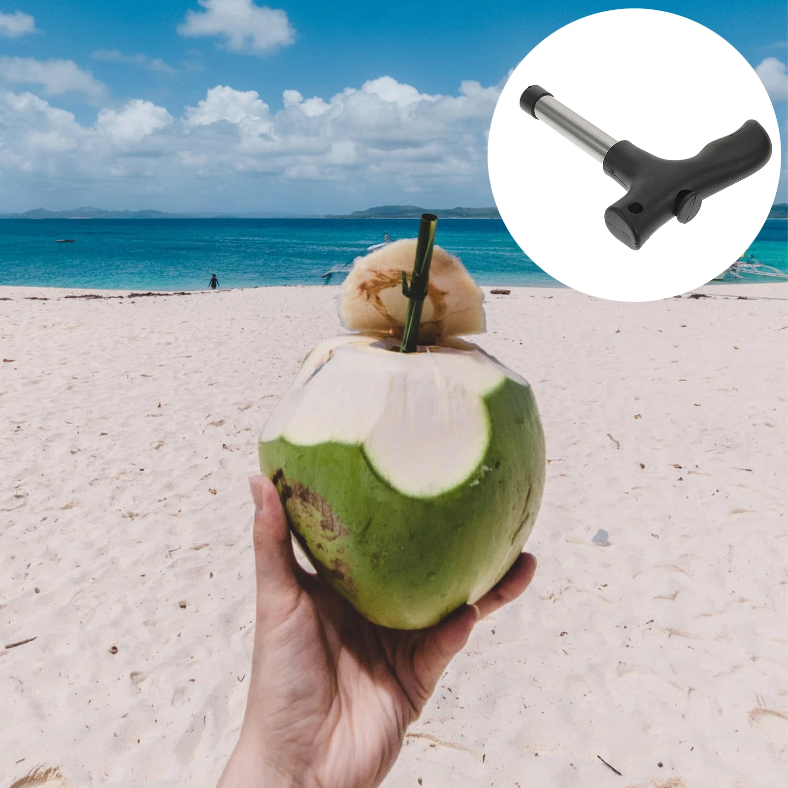 

Opener Coconut Extractor Punch Hole Device Cleaning Coconut Opener Tool Stick Kitchen Helper