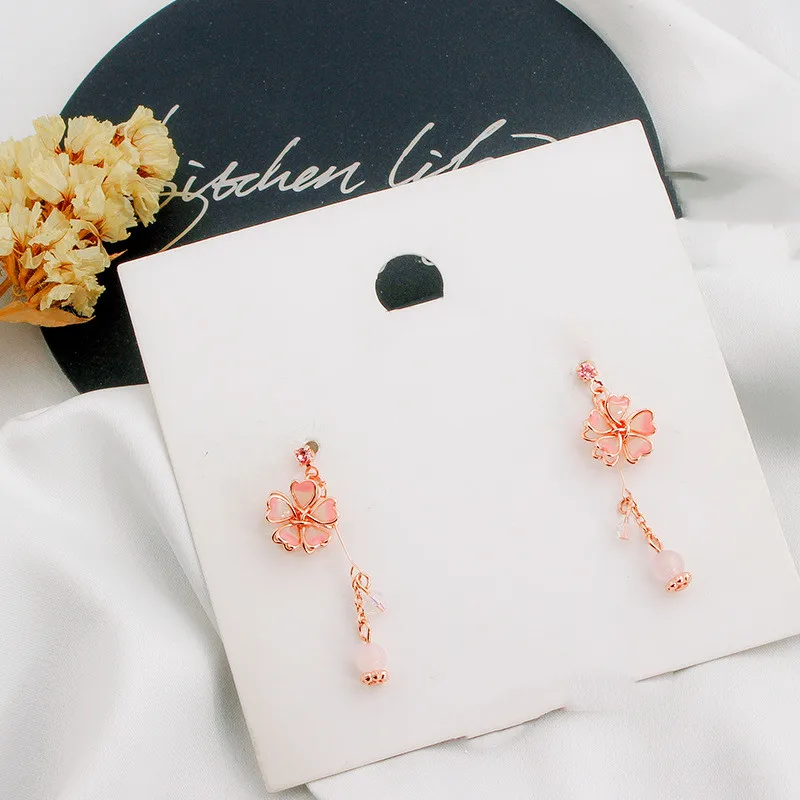 Koreanische elegante Blumen-Schmetterlings-Ohrringe für Damen, exquisite Kristall-Zirkon-Ohrringe mit langen Quasten, temperamentvoller Schmuck – Detail 10