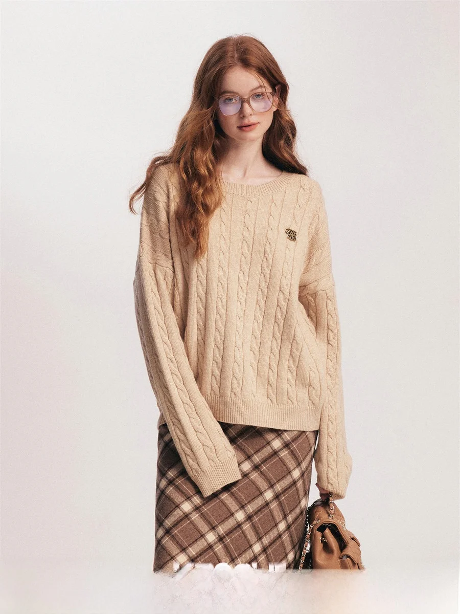 

Kroche Merino Wool Lazy round Ne Sweater Close-Fitting Fine Knit Commute Sle Women's Winter Warm Thermal Long Sve Top