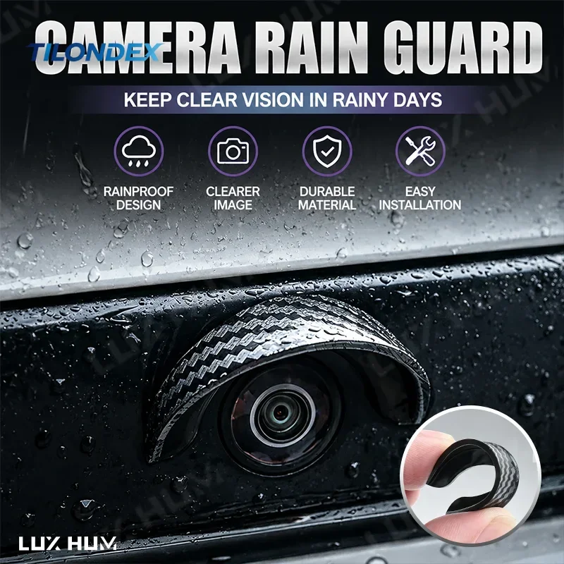 TILONDEX Universal Car Backup Camera Rain Shield Visor Anti-rain Sun Shade Waterproof Cover Carbon Fiber Auto Rear View Camera