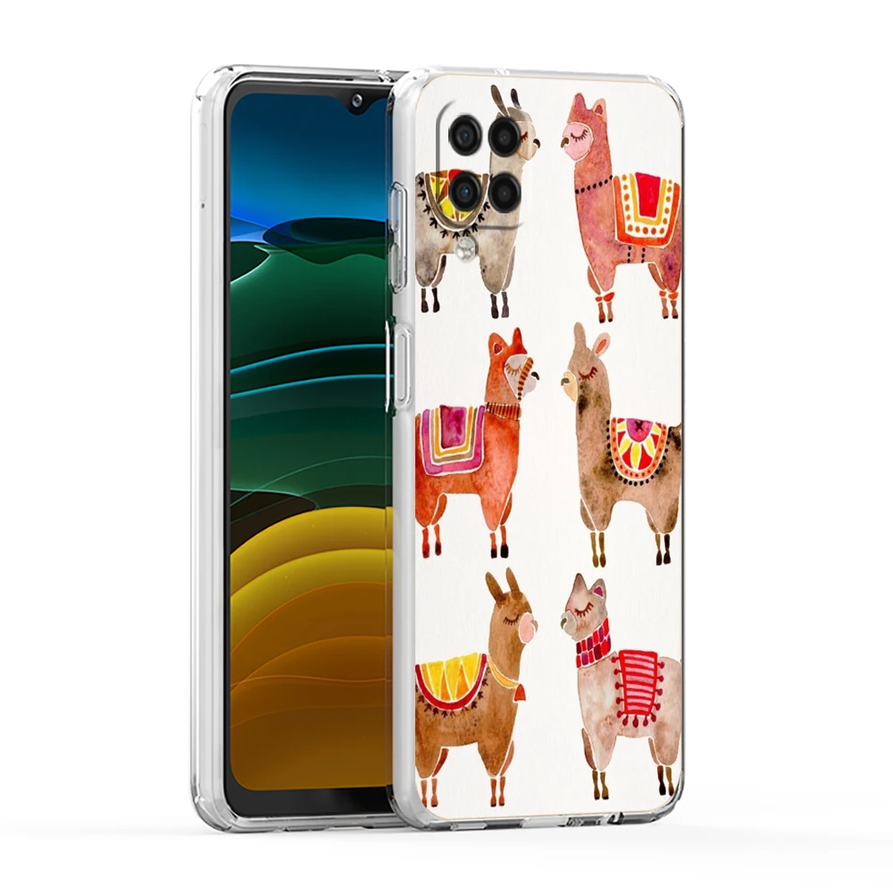 Kawaii Alpaca lovely Phone Case for Samsung A13 A15 A25 A35 A51 A55 A71 A21S A11 A31 A52 A41 A23 A53 A73 A32 5G A03S A05s Cover