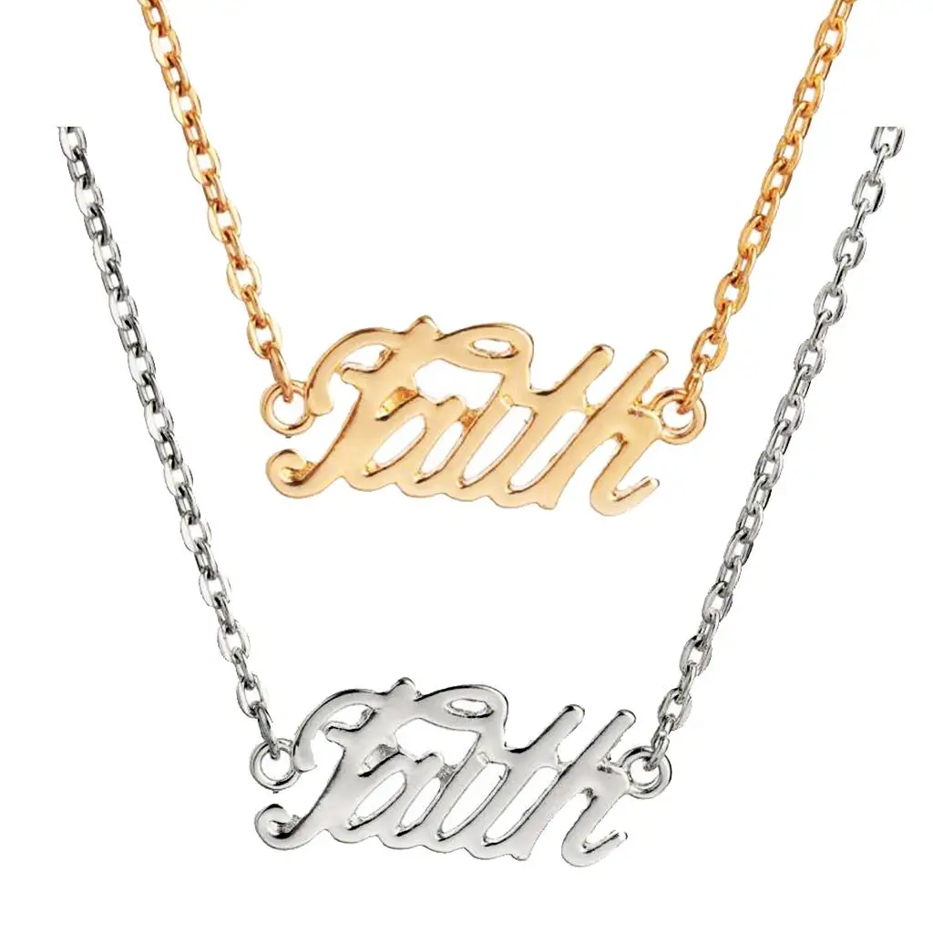 

''Courage//Faith'' Script Necklace Jewelry for Little Girls Women Girlfriend Day Christmas Birthday Valentines Gift