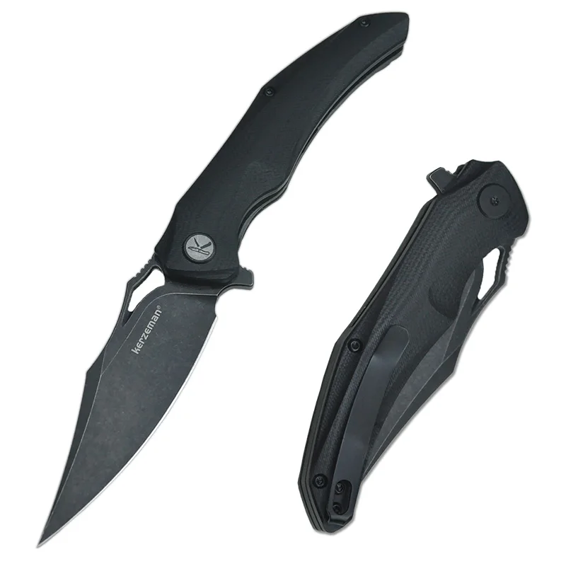 

Pocket Folding Knife 3.81 "Black Stonewashed 14C28N Blade G10 Handle Outdoor knives With Clip Camping Survival Knife EDC Tools