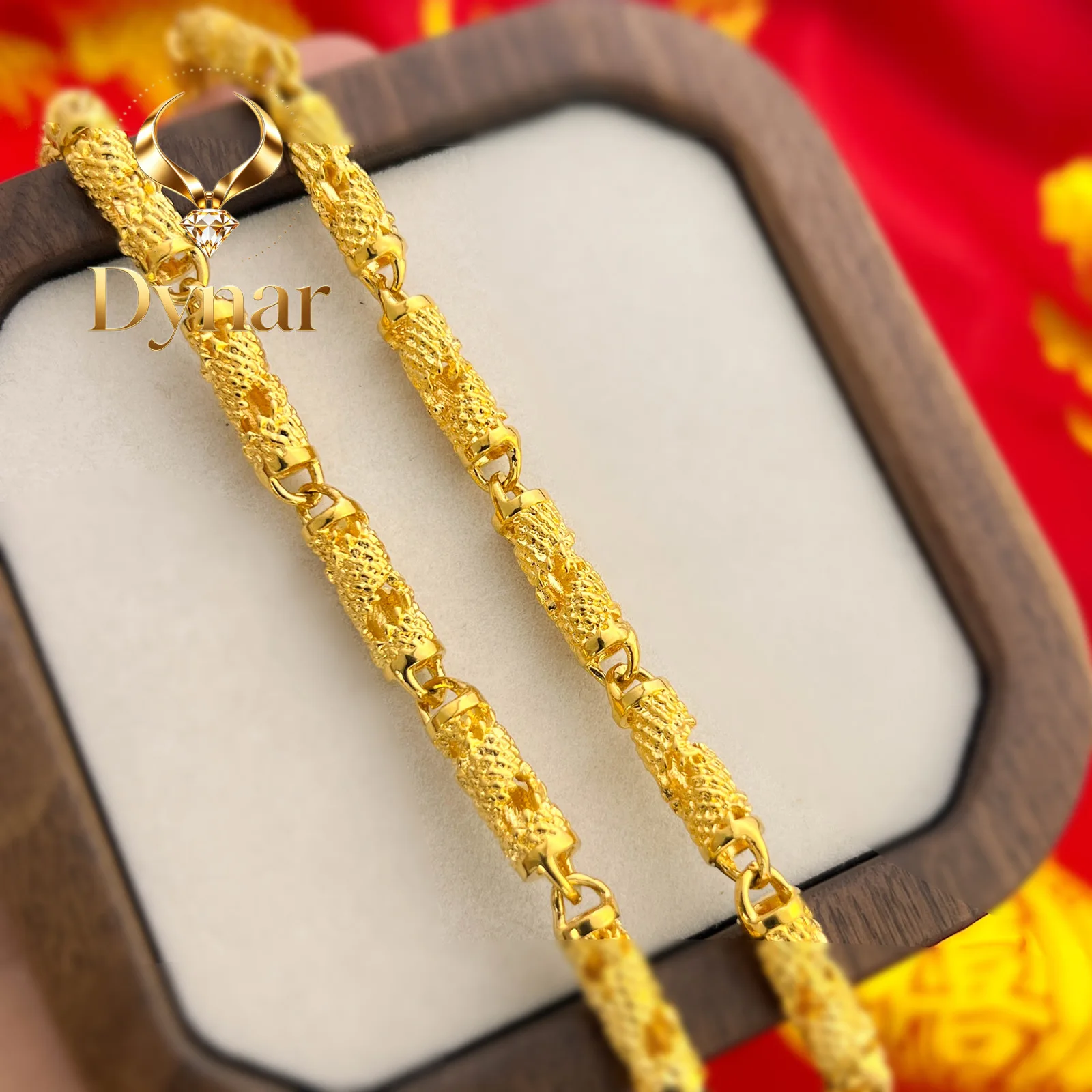 Dynar Jewelry   24K real gold jewelry domineering wisp hollow dragon pillar 9999 men and women necklace faucet necklace hollow c