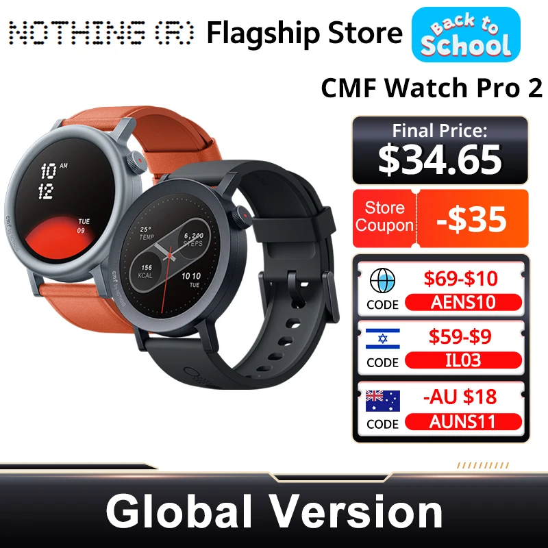 CMF by Nothing Watch Pro 2 Global Version BLUETOOTH CALLS 1.32'' AMOLED 60 FPS Display 11 Days Battery life SpO₂ Monitors GPS