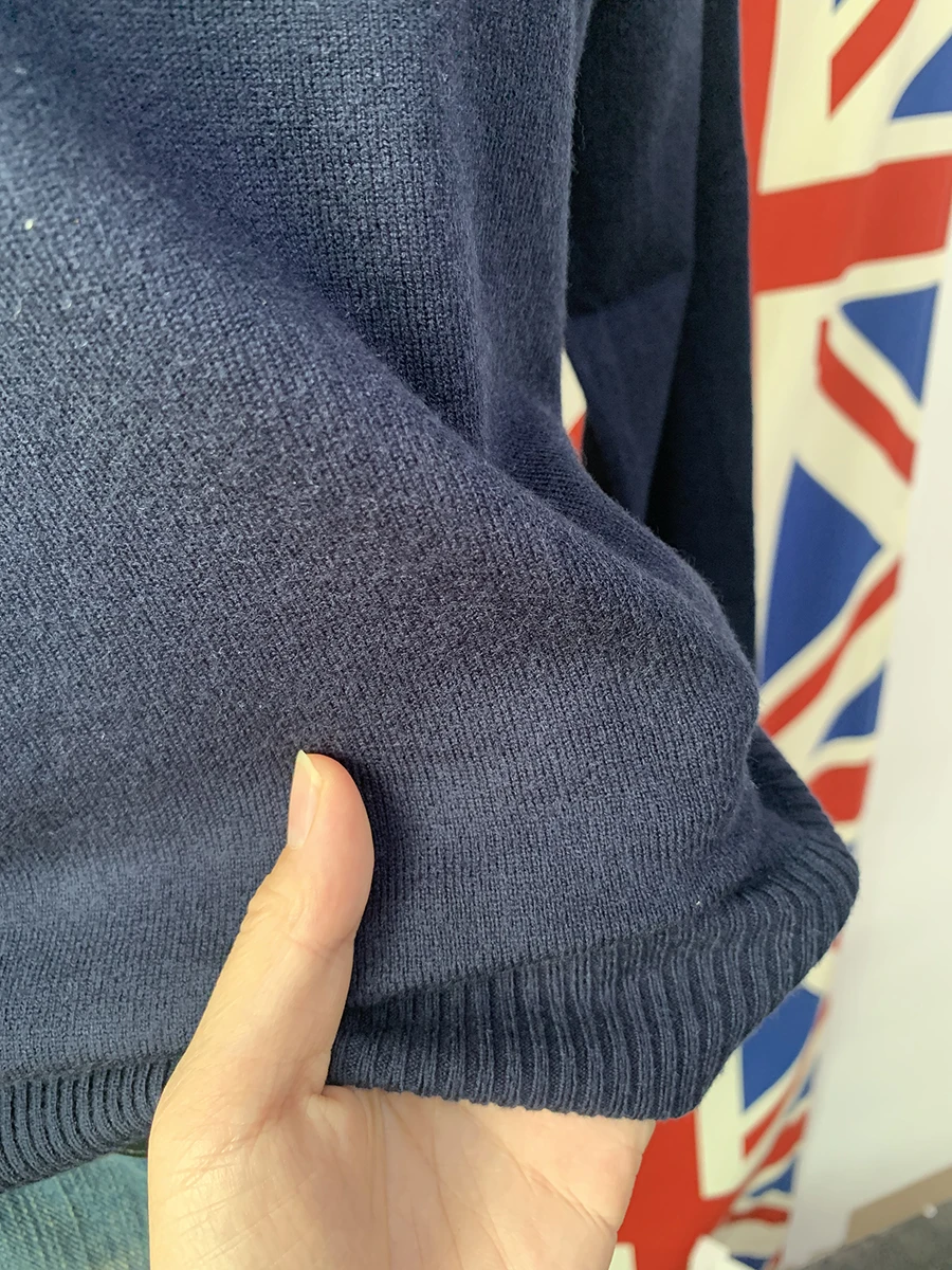 Marine Vintage Pullover Frau Herbst V-Ausschnitt Langarm Baumwolle Pullover solide einfache Streetwear adrette Stil Pullover y2k Pullover – Detail 6
