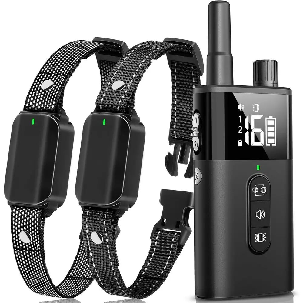 

Ошейник для дрессировки собак с пультом дистанционного управления для 2 собак весом 10-120 фунтов, водонепроницаемый, вибрационный ошейник без электрошока для крупных и средних пород, перезаряжаемый.