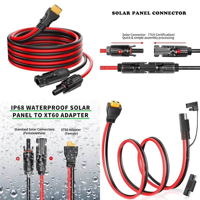 for Customizable  Solar Panel Connector 1ft  Female Charging Plug  Folding Portable Power Harness Copper