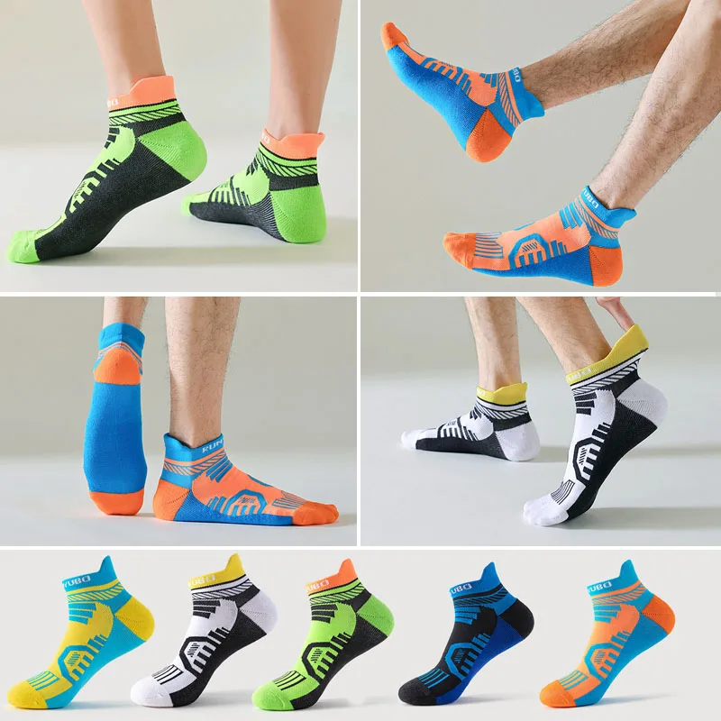 Herren-Sport-Knöchel-Crew-Socken, Baumwolle, Handtuch unten, schweißabsorbierend, Kompression, Fitness, Fahrrad, Laufen, Outdoor, Radfahren, Bootssocken, 4-Jahreszeiten