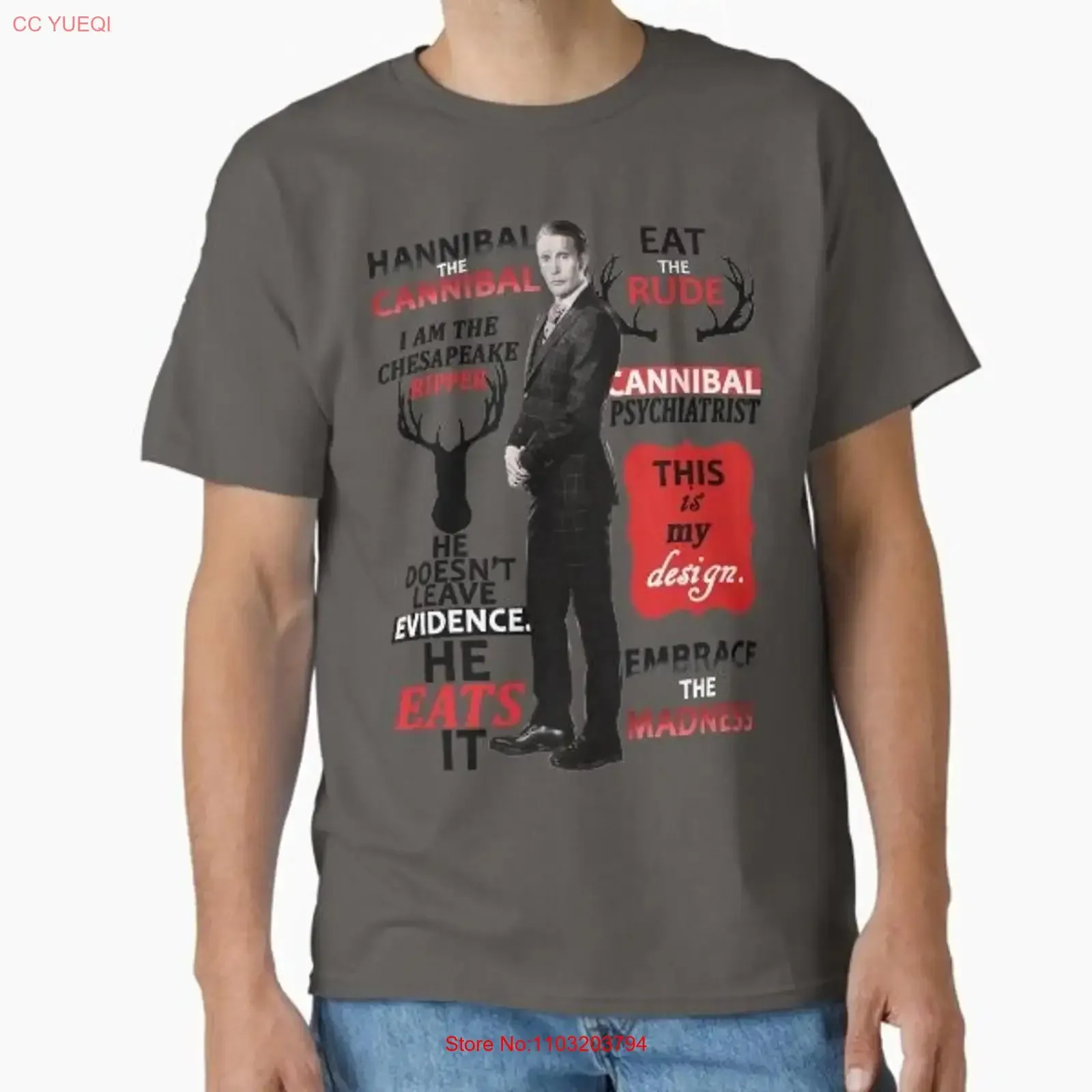 Классическая футболка Hannibal, сделанная в США, размер S 2XL, винтажная стираная дизайнерская одежда, домашняя графика, растянутая, стильная, слегка