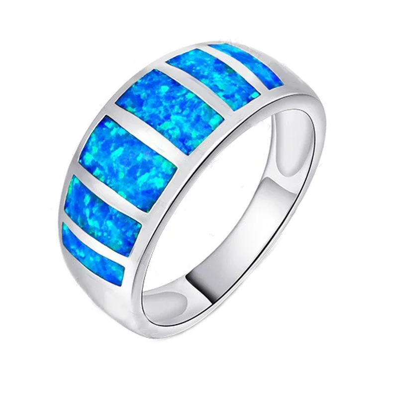 

JLR044 Platinum Plated Real Synthetic Blue Fire Opal Fashion Jewelry For Women Wedding Ring