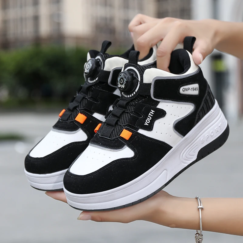 Children Roller Shoes Casual With 2 Wheels Youth Fashion Parkour Parkour Street Urban Outdoor Skate Shoes Unisex School Sneakers