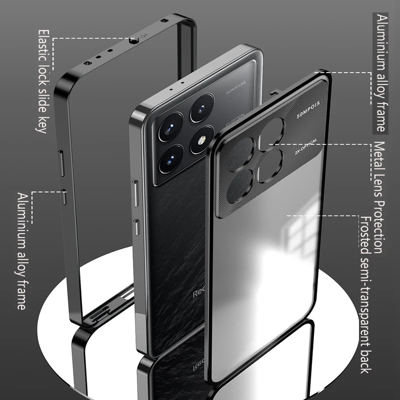 

Metal Frame Lens Protection Matte Shockproof Phone Case Shell for XiaoMi Mi Poco F5 F6 X6 X7 Pro Bumper Back Cover Accessories