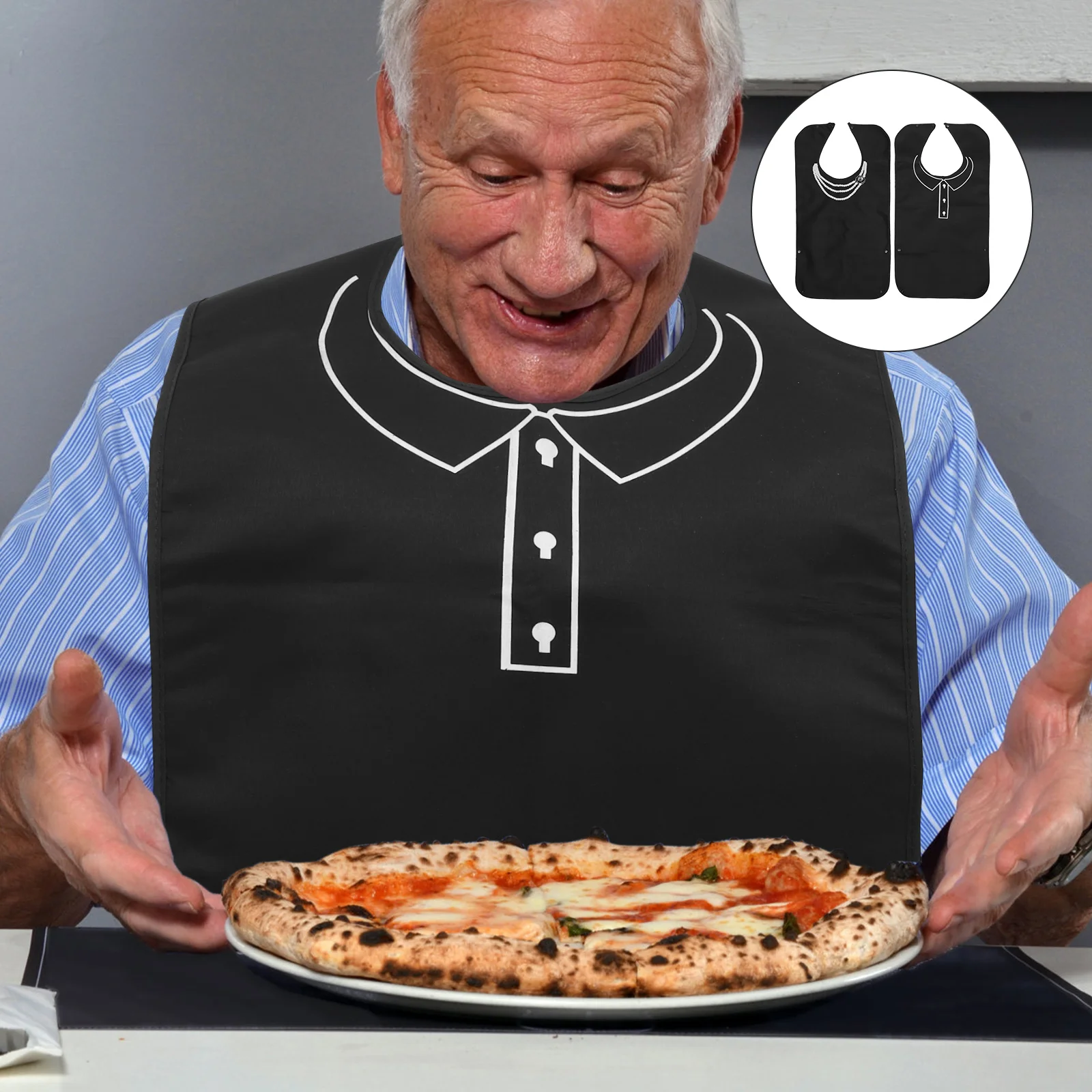 

2Pcs Elders Waterproof Feeding Bibs Portable Simple Design Durable Cotton Fabric Absorbent Fast Drying Practical Kitchen Tools