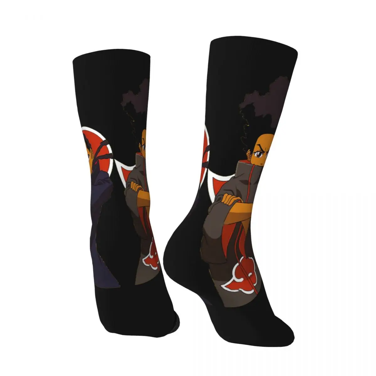 Hip Hop Vintage African American Riley Huey Crazy Men's compression Socks Unisex The Boondocks Harajuku Pattern Crew Sock Boys