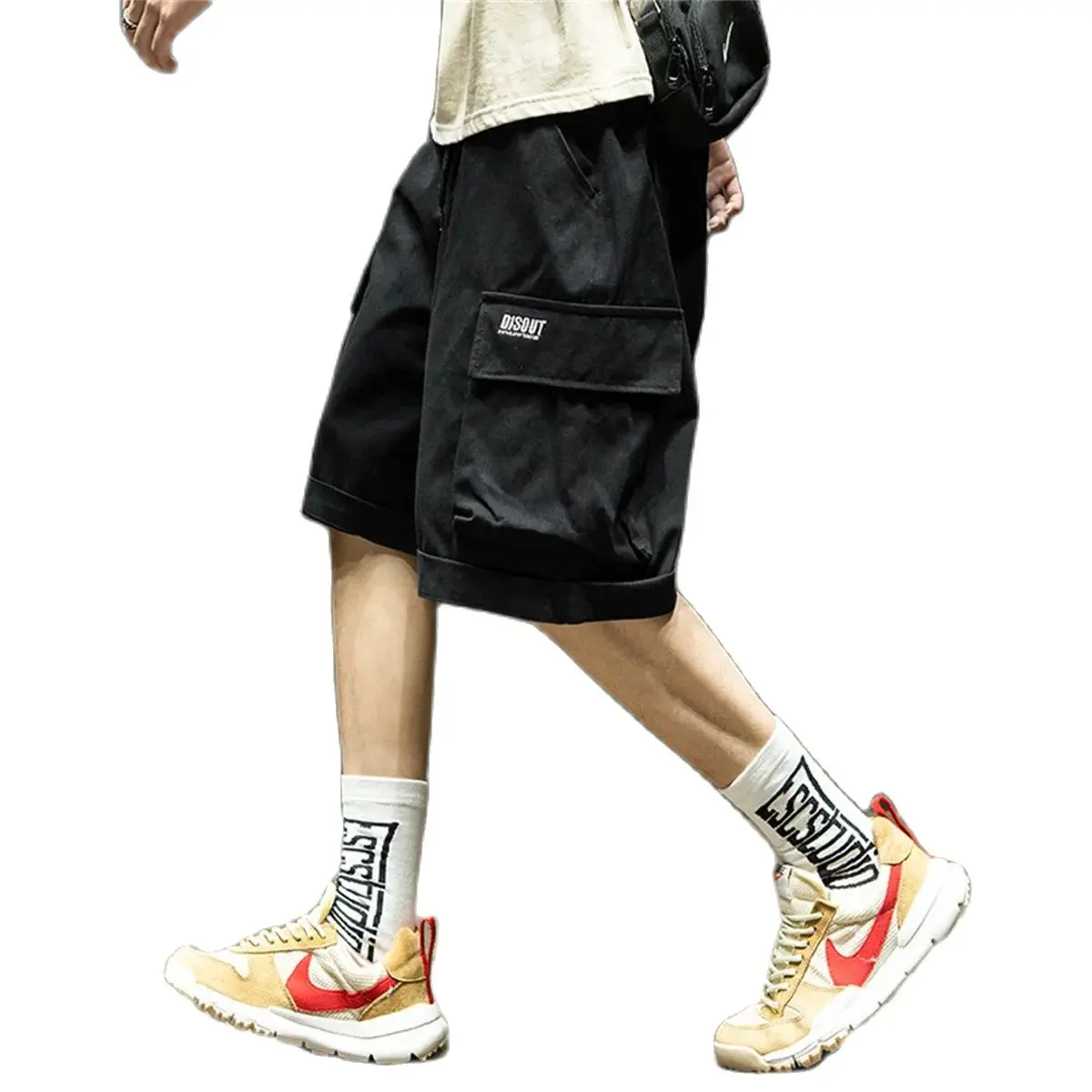 Black Hip Hop Cargo Shorts Men Summer Running High Street Loose Pants Streetwear White Casual Kahaki Shorts Boys Girl