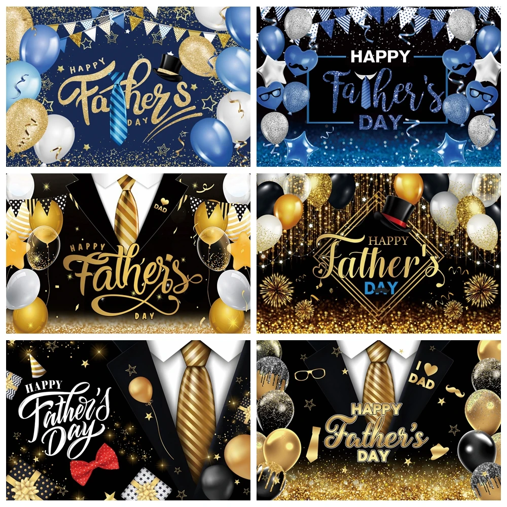 

Happy Father's Day Backdrop for Photography I Love Dad Gentleman Black Suit Tie Family Party Decor Portrait Photo Background