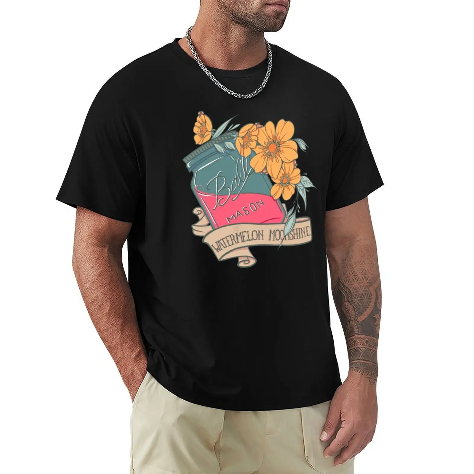 Moonshine mason jar T-Shirt t shirts for man slim fit T-Shirt