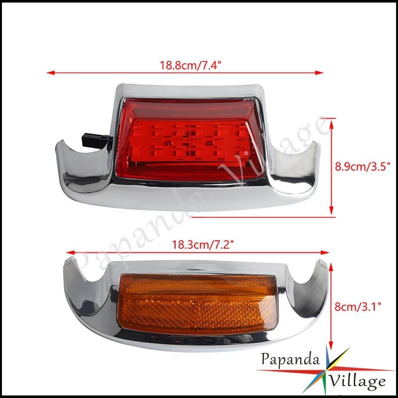 For Harley Heritage Softail Road King Electra Glide 80-13 Motorcycle LED Front Fender Tip Light Rear Mudguard Tips Lamp Blinker image 2