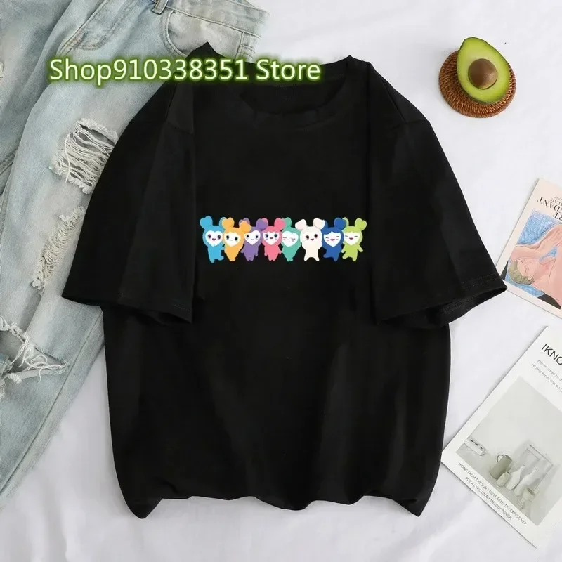 تي شيرت Kpop Twice Lovelys على الطراز الكوري تي شيرت Harajuku الجمالي للنساء ملابس علوية للموسيقى ملابس نسائية كرتونية