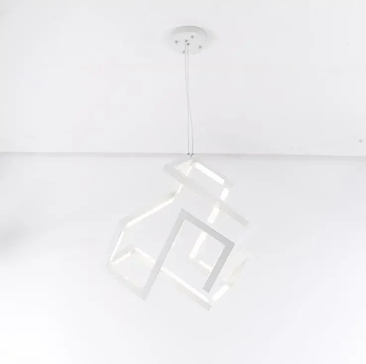 Post modern single head Pedant Lamp simple bar restaurant window creative personality 3D square black and white LED lamps