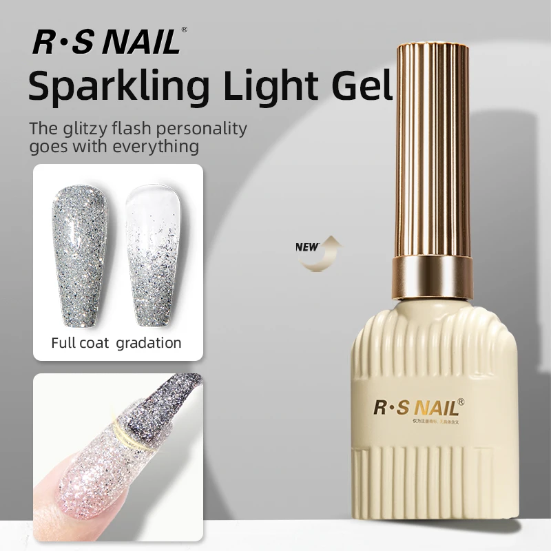 Rs Nail 10Ml Sprankelende Glitter Gel Nagellak Flash Zilver Diamant Reflecterende Gellak Semi-Permanent Doorweekt Gel Nail Art